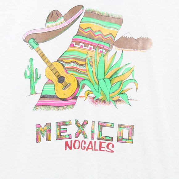 Vintage LOBO Shirt Mens White Short Sleeve MEXICO Nogales Graphic Logo XL 90's - Picture 4 of 9